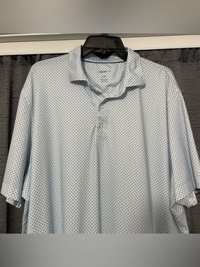 Johnnie-O Diamond Performance Golf Polo Shirt Size XXL Blue White Active EUC